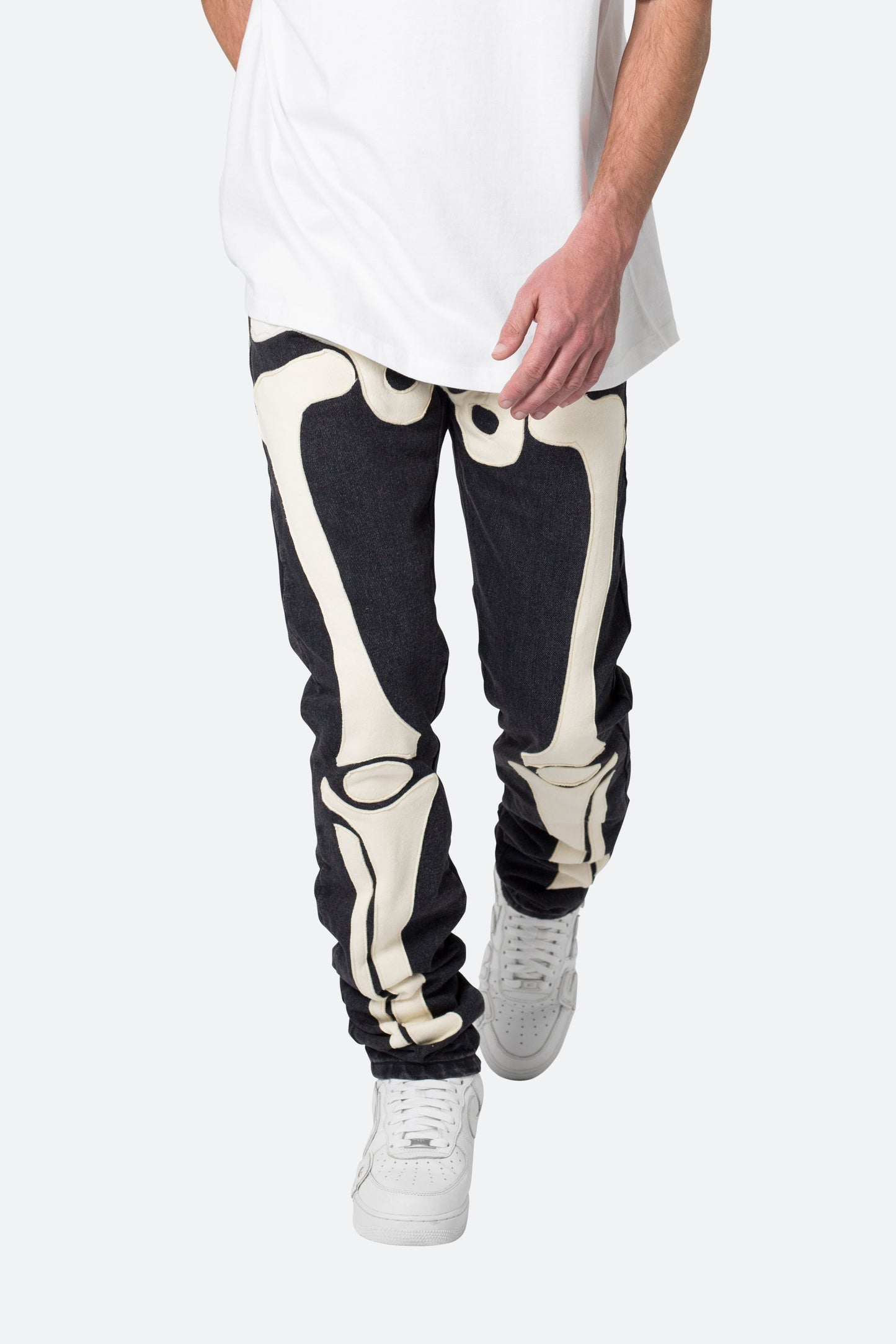 D184 Skeleton Straight Denim - Black/White
