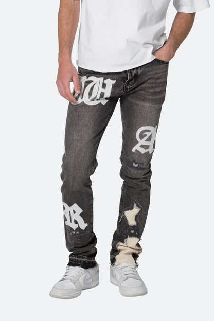 D198 War Straight Denim - Black/White