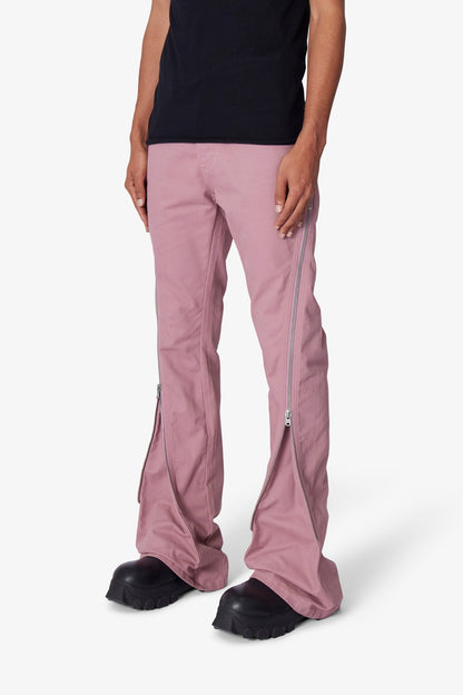 D519 Zipper Flare Denim - Pink