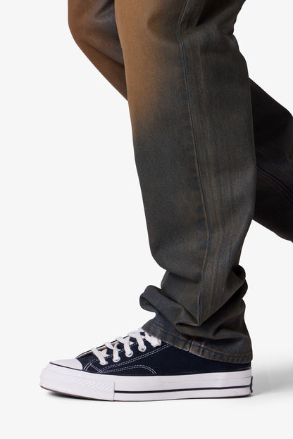 D732 Rust Wash Denim - Black/Brown