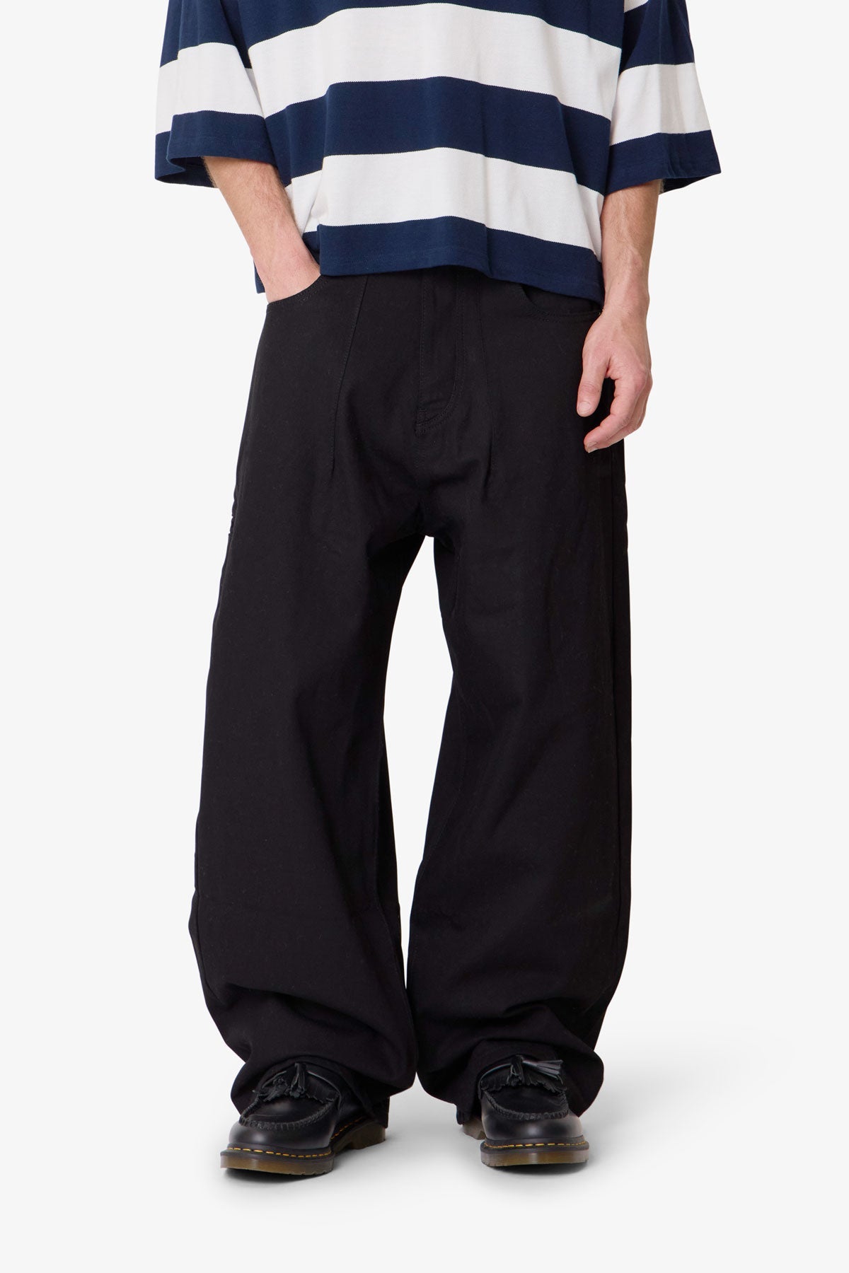 Darted Baggy Denim - Rinsed Black