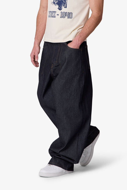 Darted Baggy Denim - Rinsed Indigo