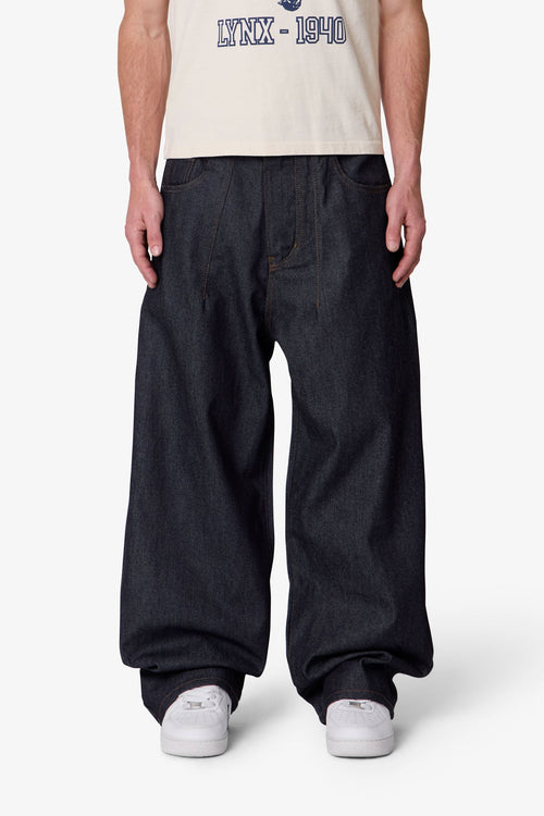 Darted Baggy Denim - Rinsed Indigo