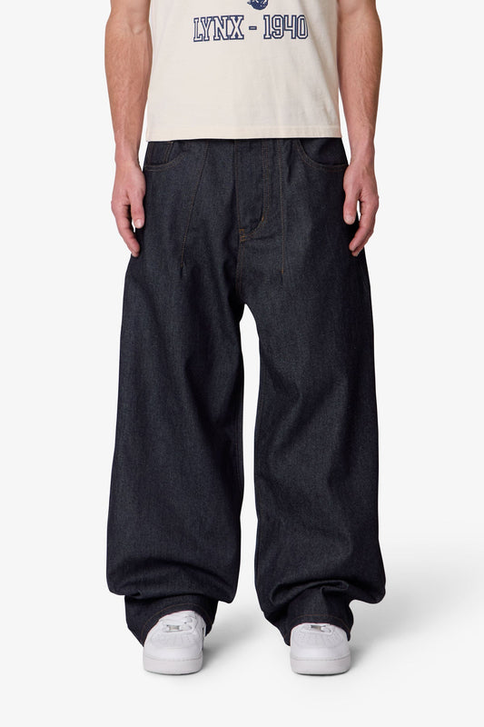 Darted Baggy Denim - Rinsed Indigo