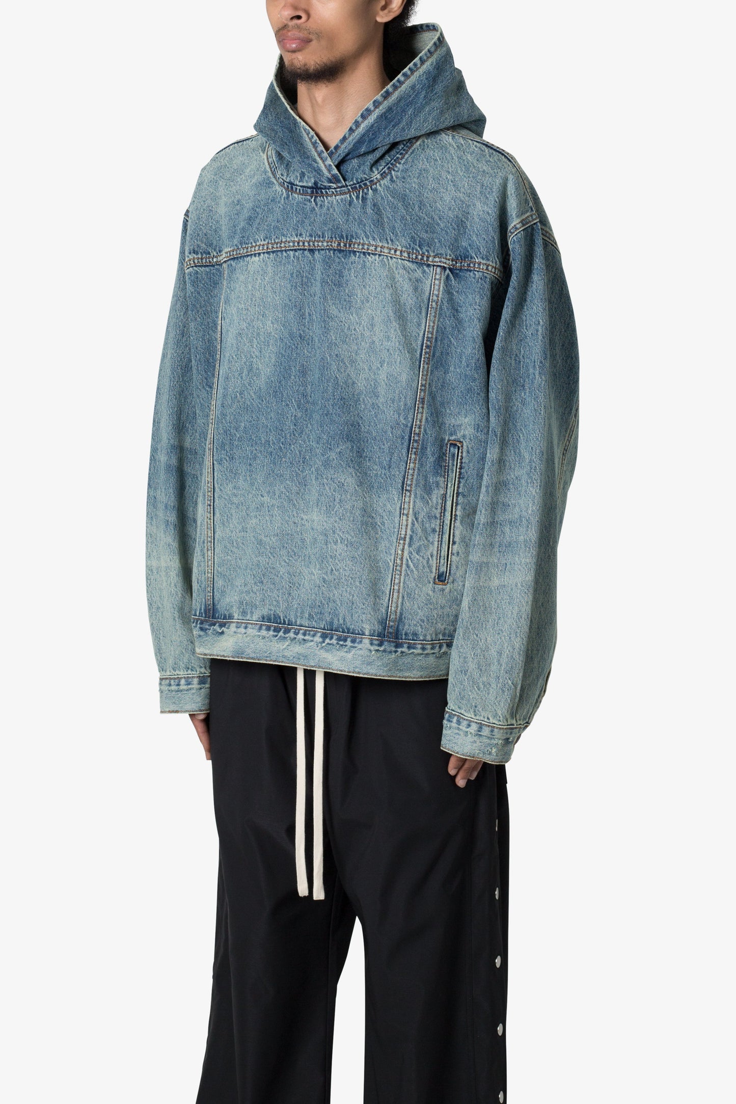 Denim Pullover Hoodie - Vintage Blue