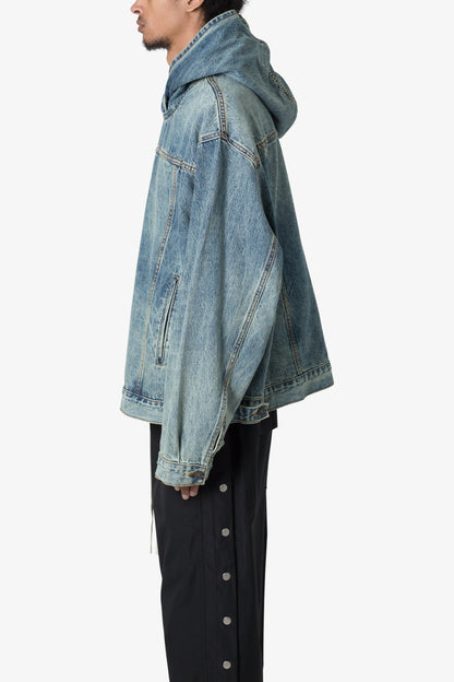 Denim Pullover Hoodie - Vintage Blue