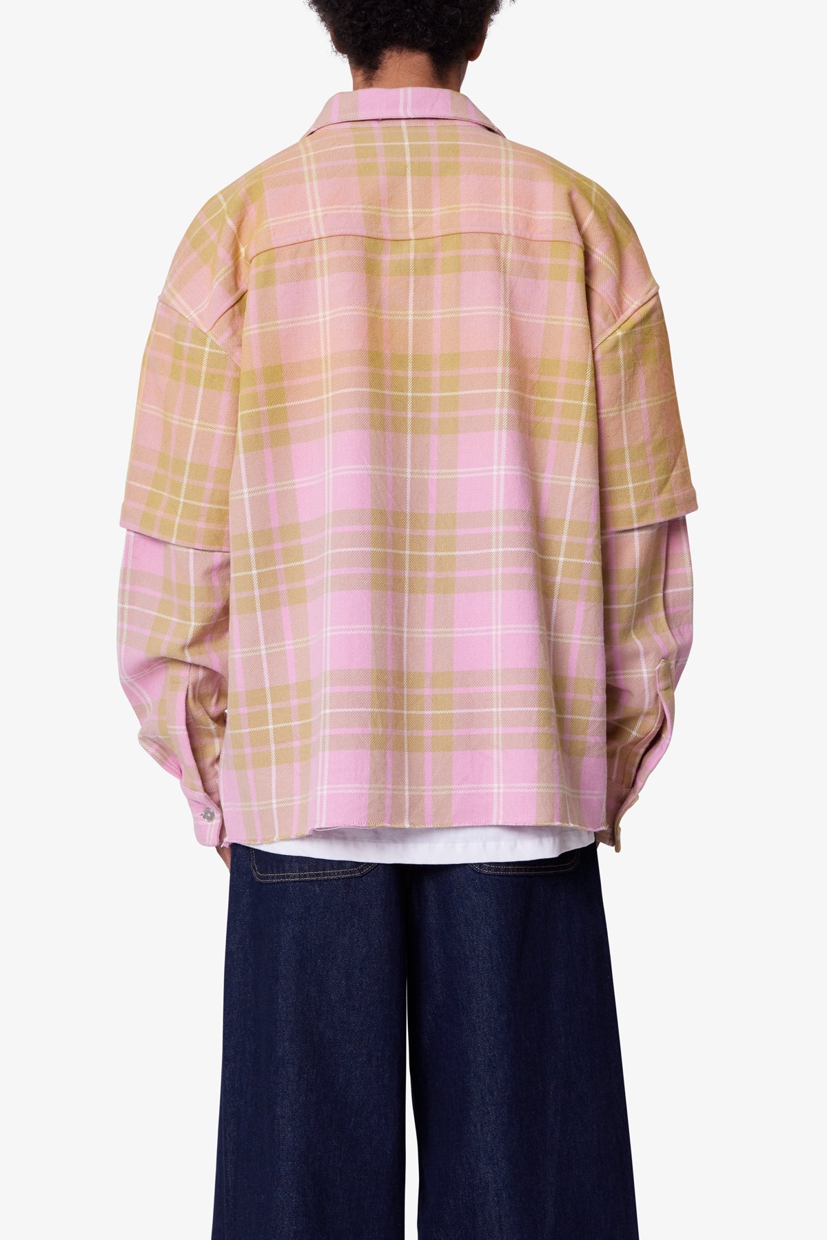 Dip Fade Flannel Shirt - Pink