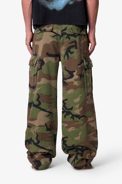 Distressed Camo Cargo Pants - Camo