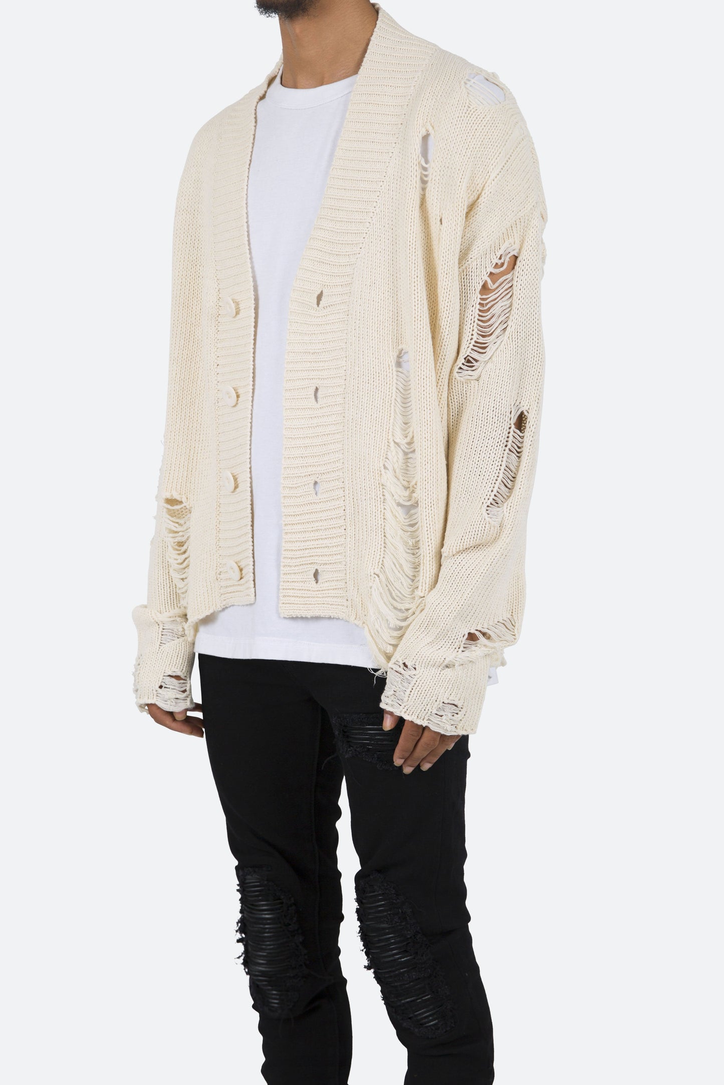 Distressed Cardigan - Off White