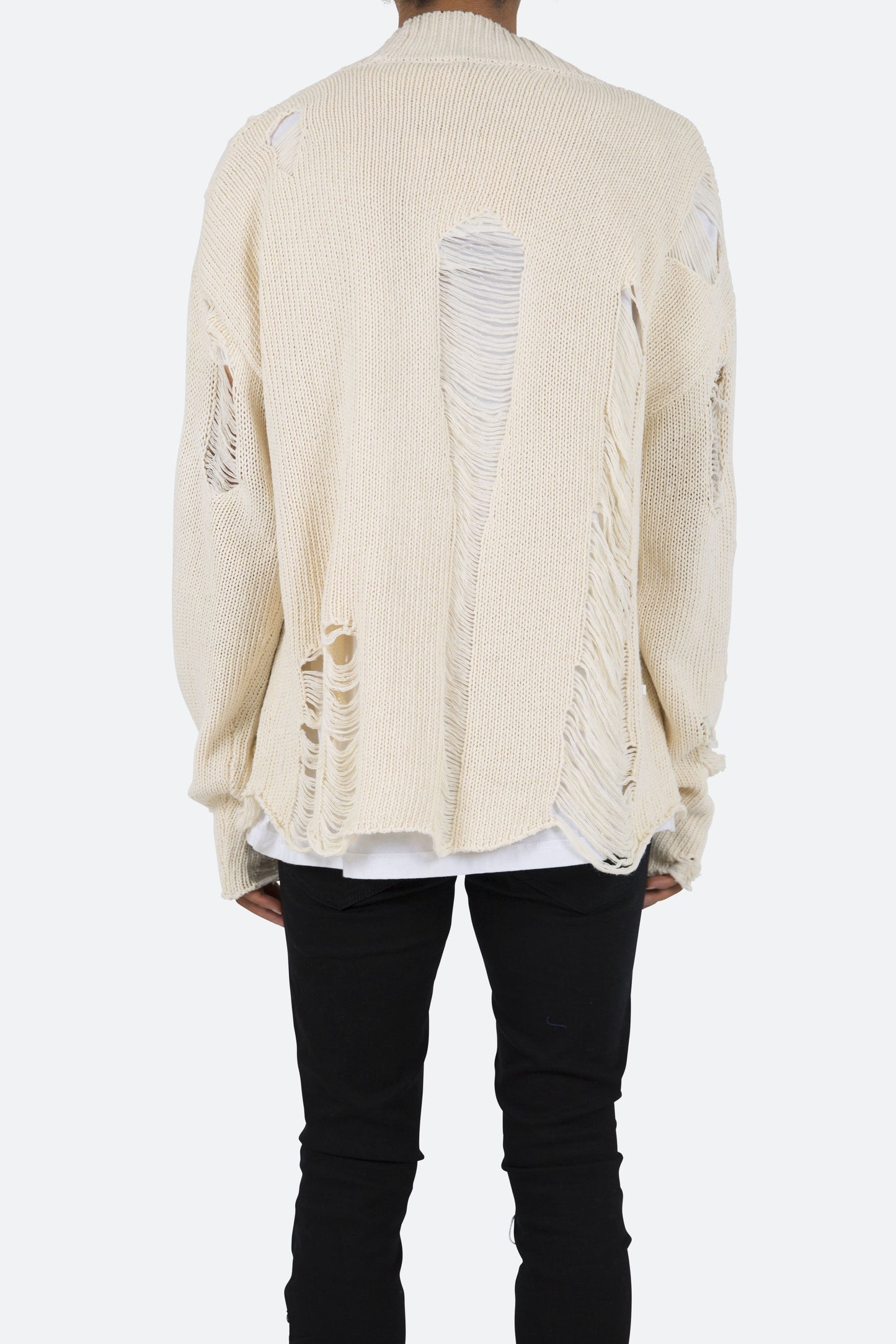 Distressed Cardigan - Off White