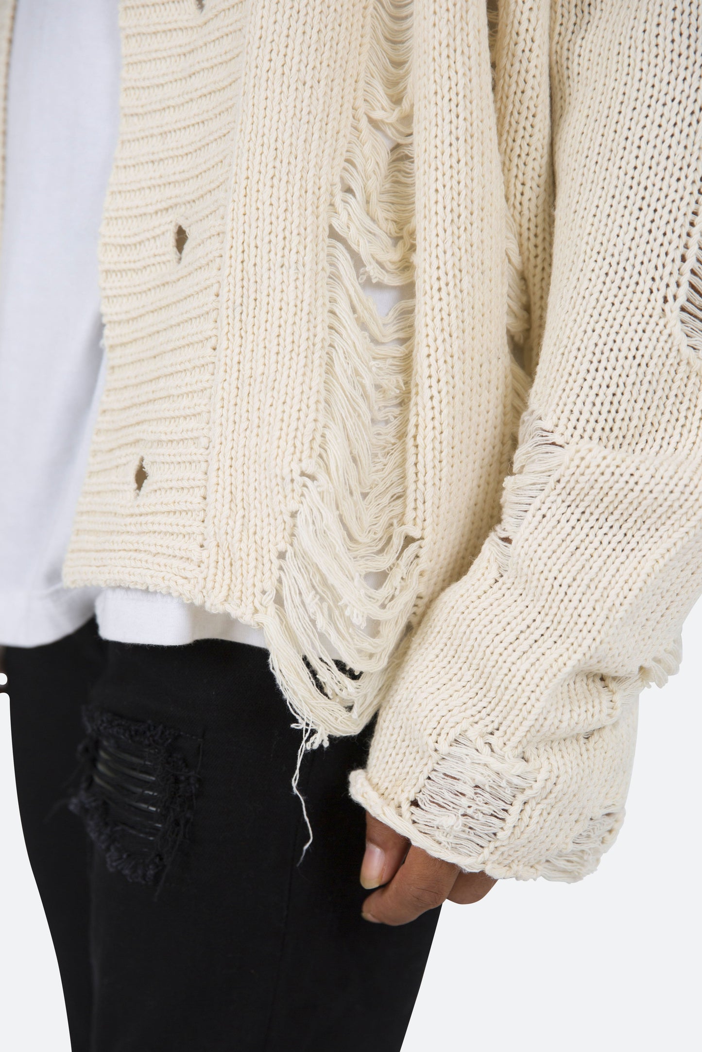 Distressed Cardigan - Off White