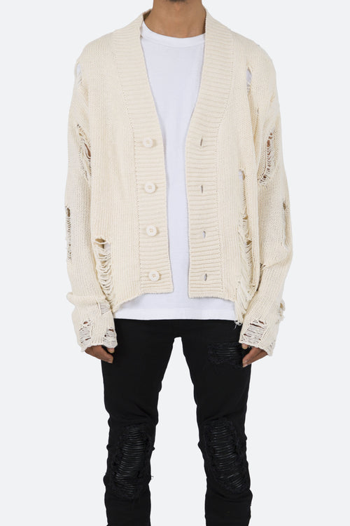 Distressed Cardigan - Off White