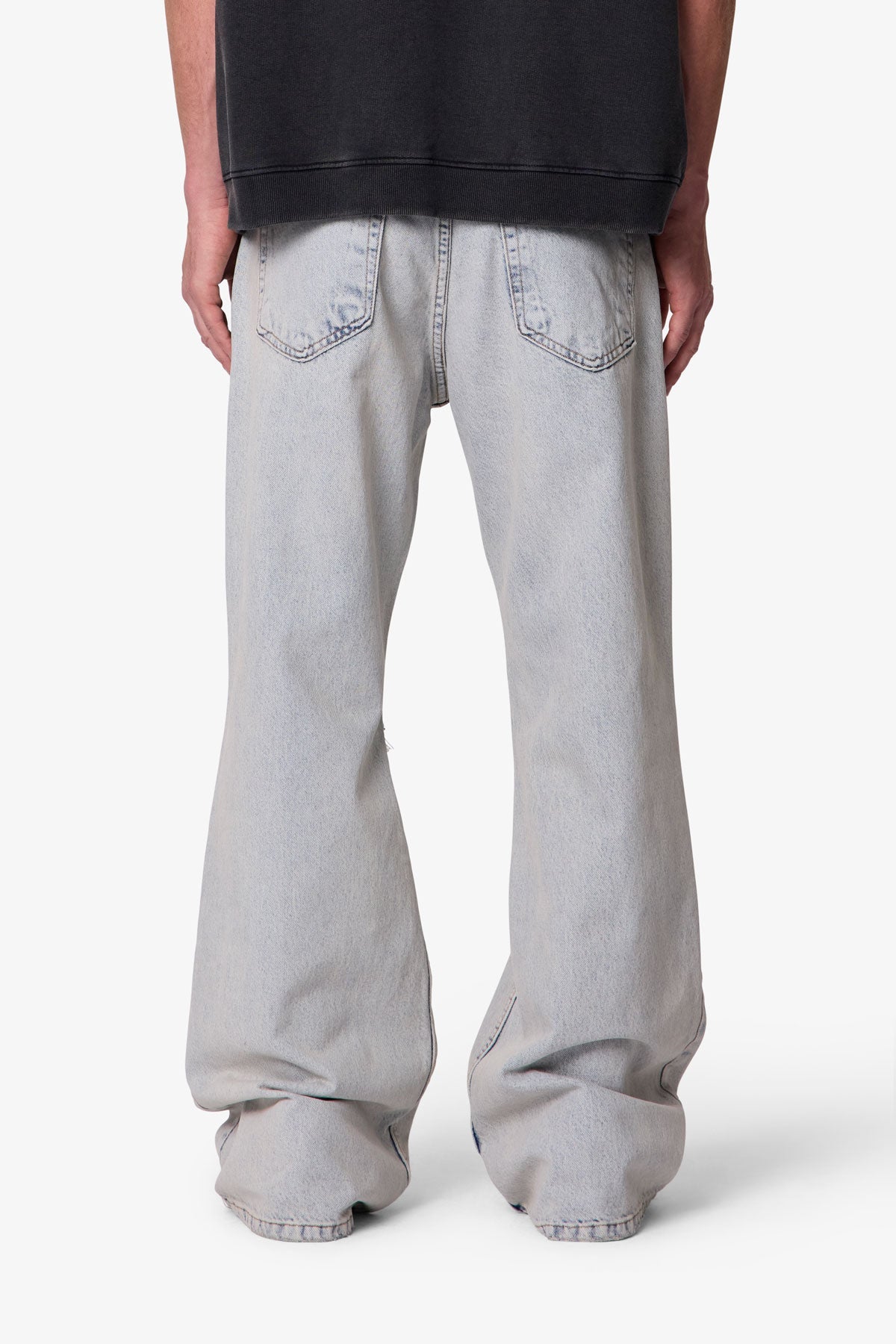 Distressed Kick Flare Denim - Light Blue