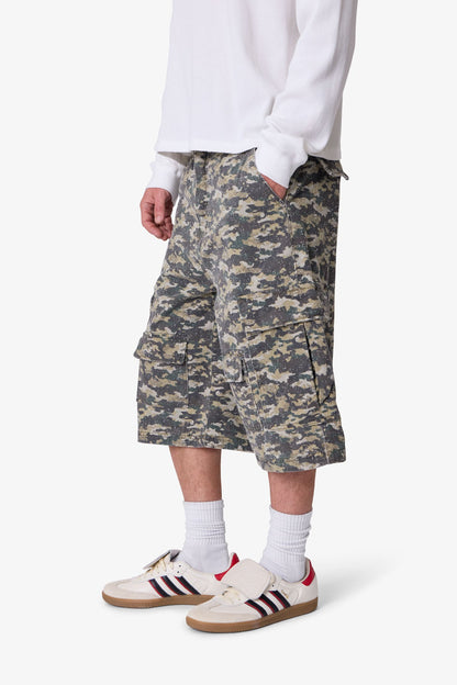 Distressed Ultra Baggy Cargo Shorts - Camo