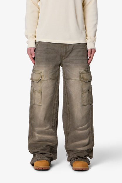 Double Knee Cargo Pants - Olive