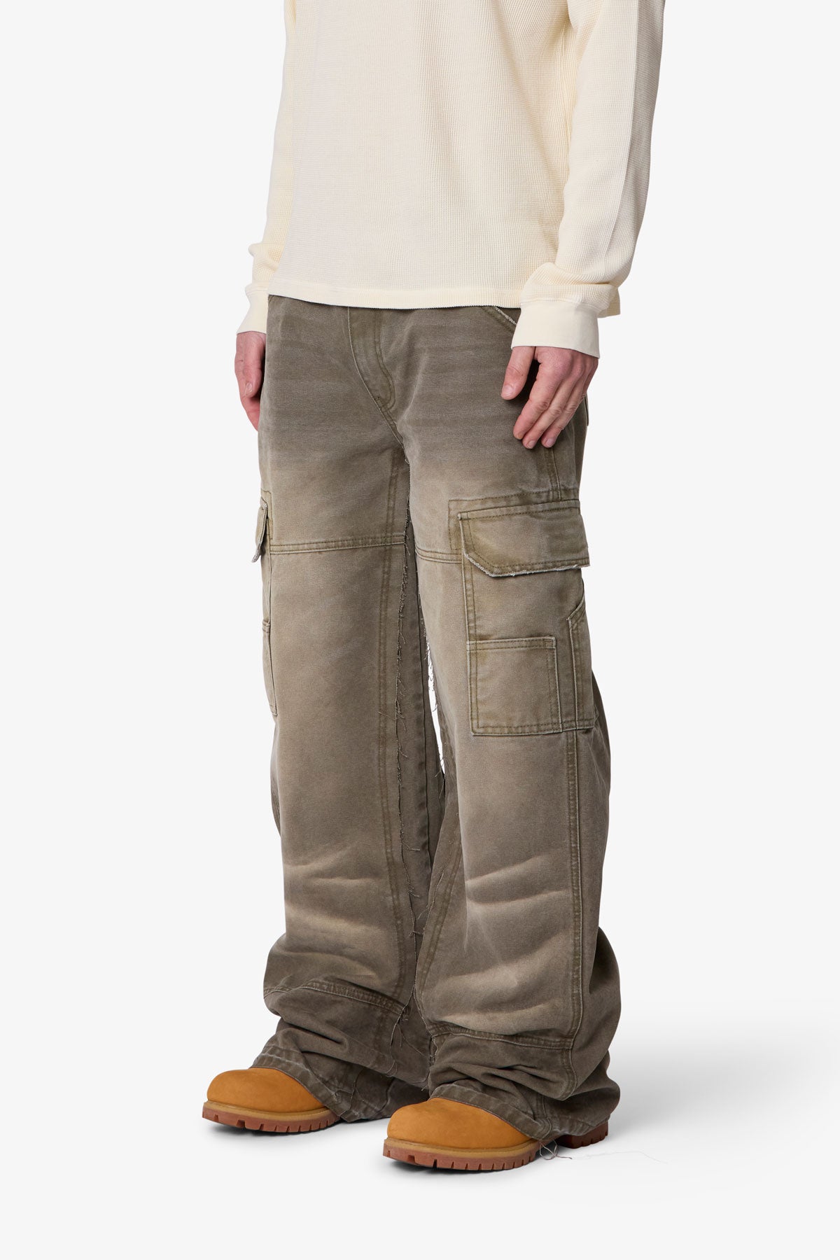 Double Knee Cargo Pants - Olive