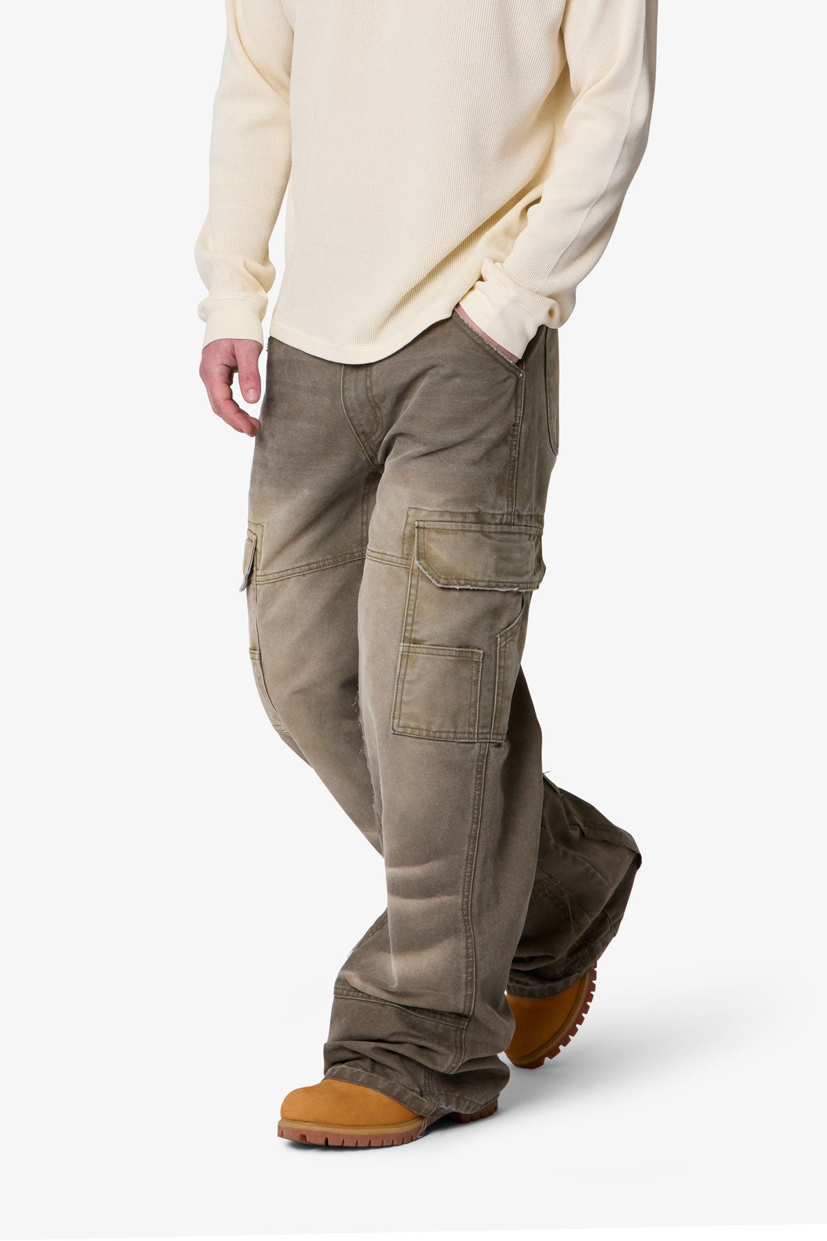 Double Knee Cargo Pants - Olive