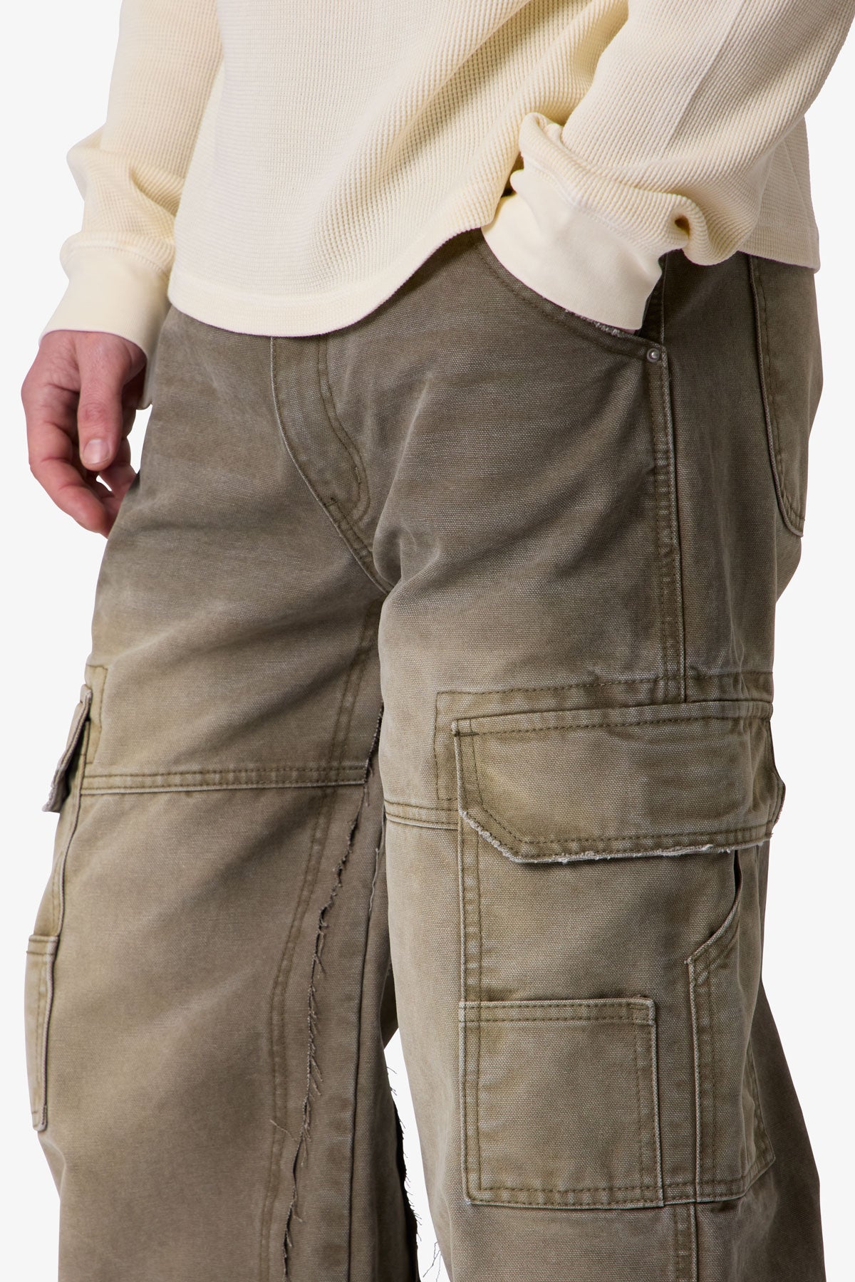 Double Knee Cargo Pants - Olive