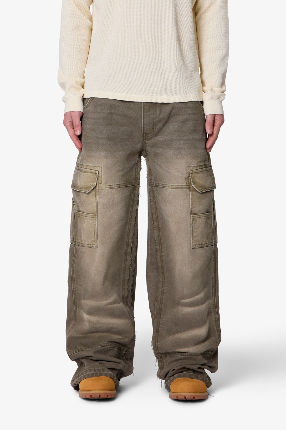 Double Knee Cargo Pants - Olive