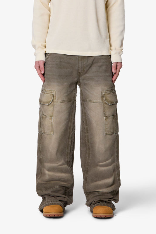Double Knee Cargo Pants - Olive