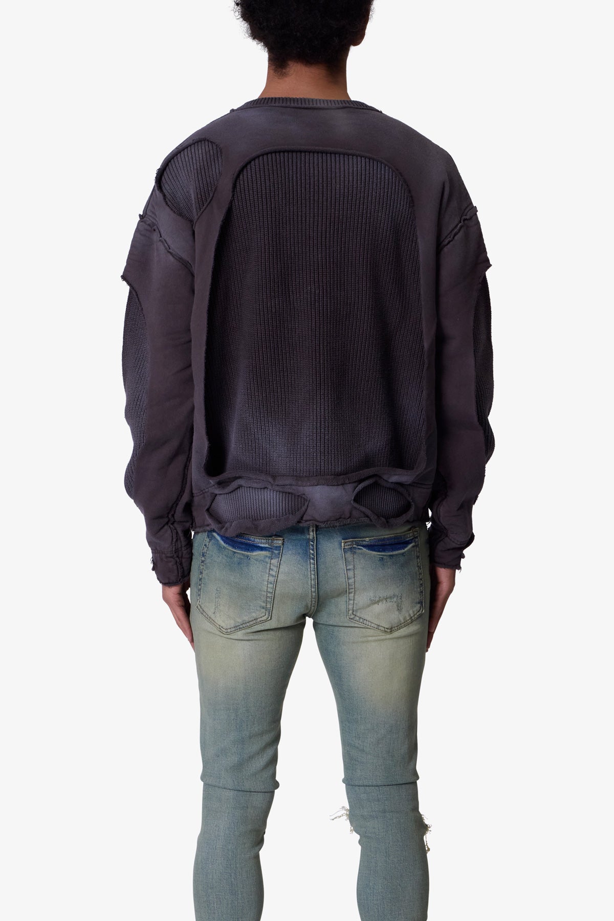 Dug Up Distressed Sweater - Charcoal Grey