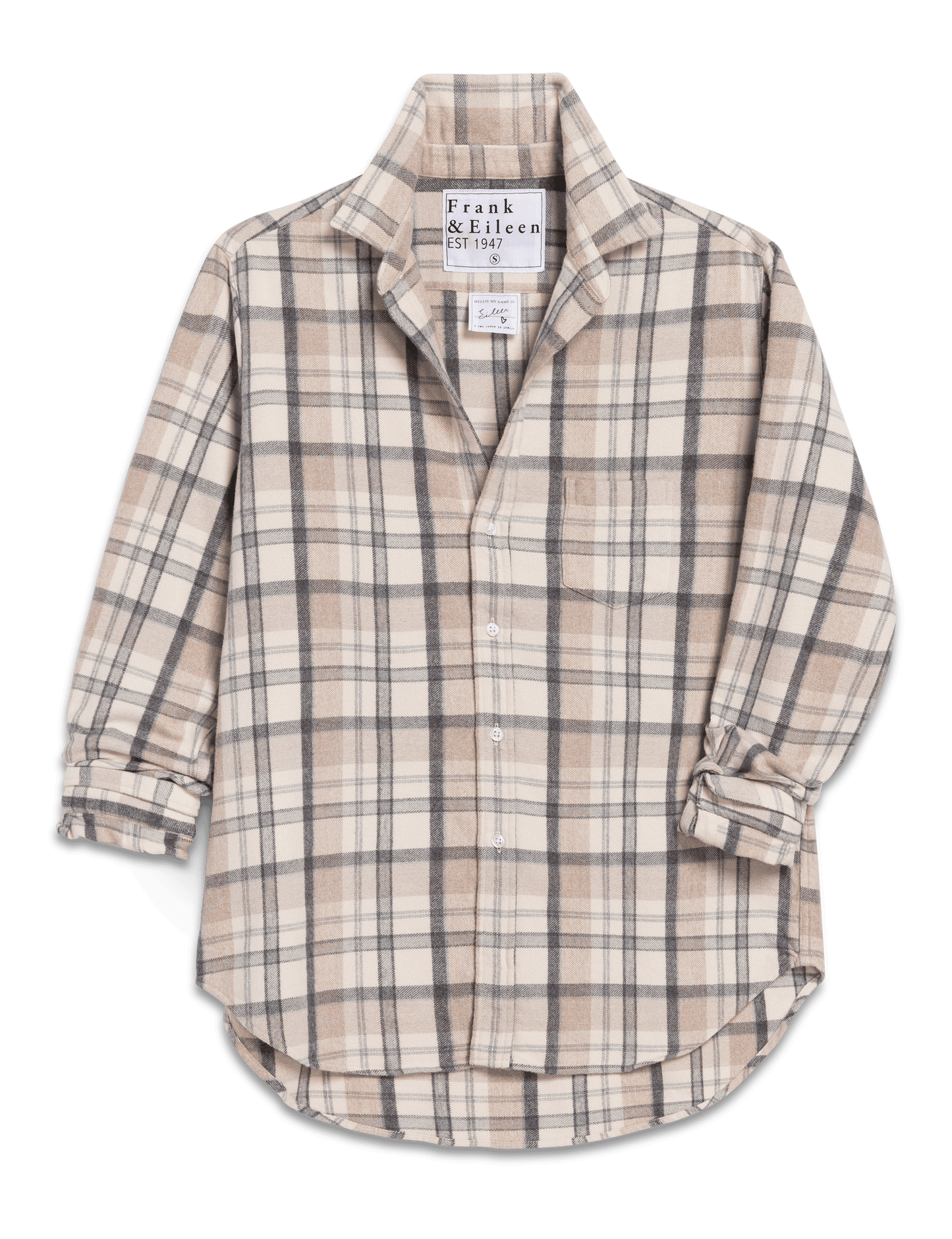 EILEEN Cream and Sand with Gray Plaid, Italian Flannel