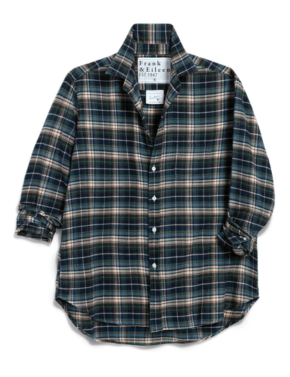 EILEEN Gray and Tan with Blue Plaid, Italian Flannel