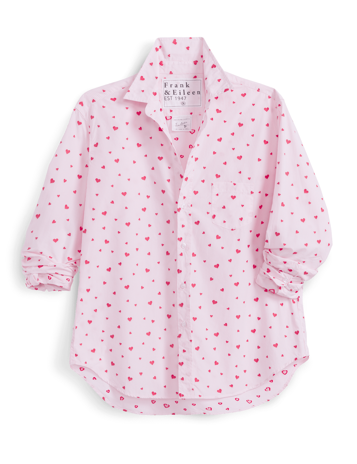 EILEEN Pink Stripe with Hearts, Italian Cotton