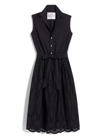 GRACE SLEEVELESS DRESS Black, Eyelet Cotton