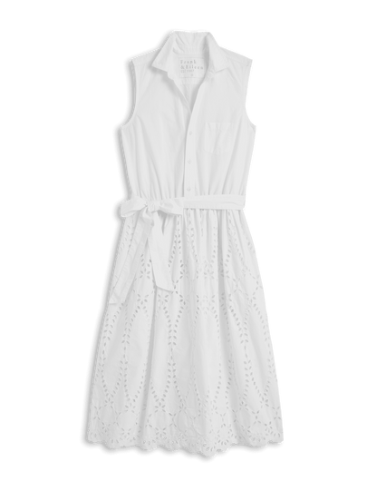 GRACE SLEEVELESS DRESS White, Eyelet Cotton