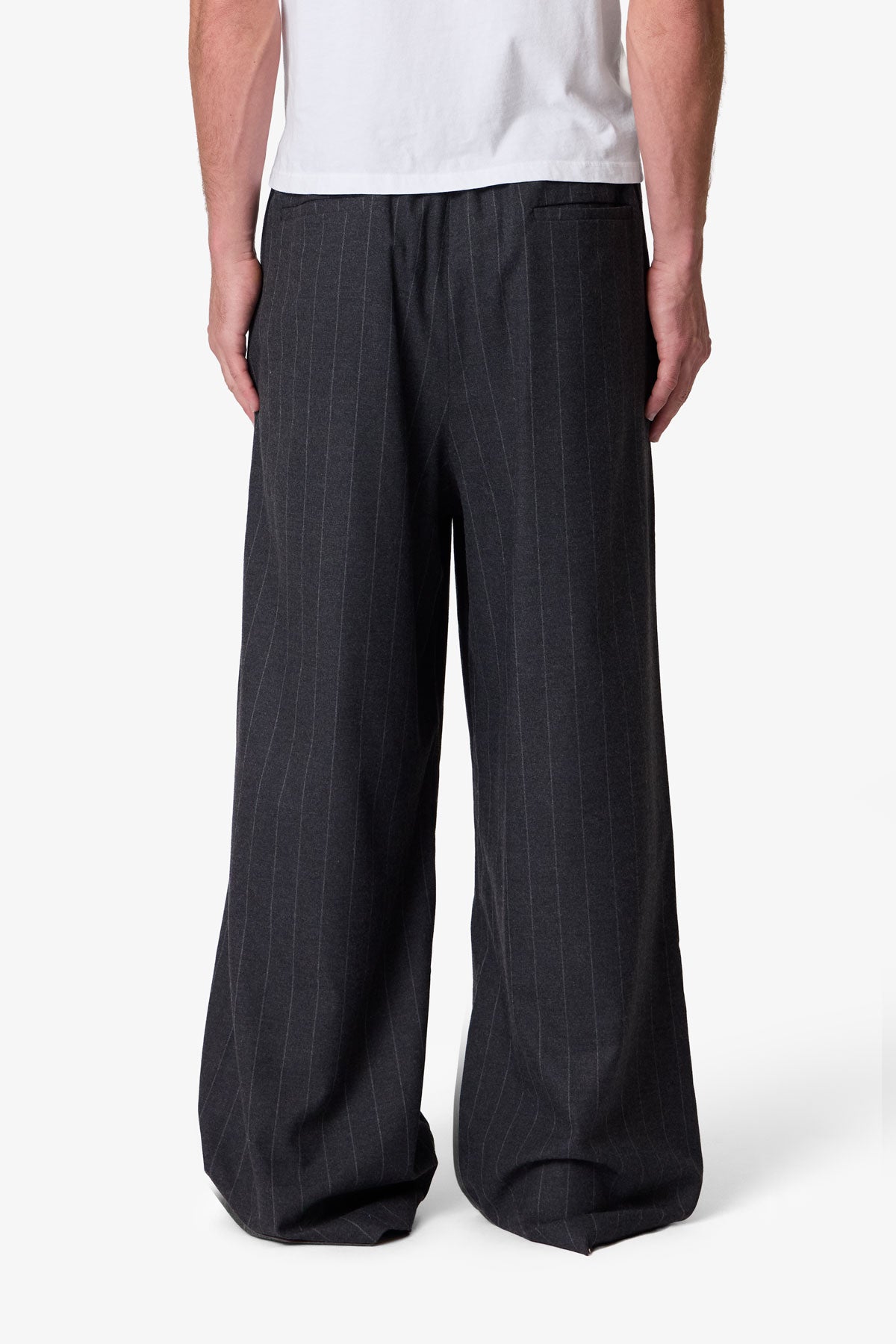 Easy Pleated Stripe Trouser - Grey/White