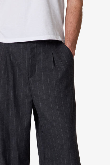 Easy Pleated Stripe Trouser - Grey/White