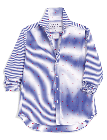 EILEEN Blue Stripe with Red Stars, Italian Cotton
