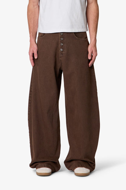 Exposed Shank Barrel Denim - Brown