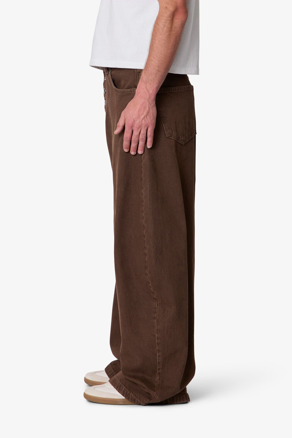 Exposed Shank Barrel Denim - Brown