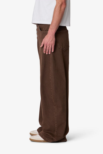 Exposed Shank Barrel Denim - Brown