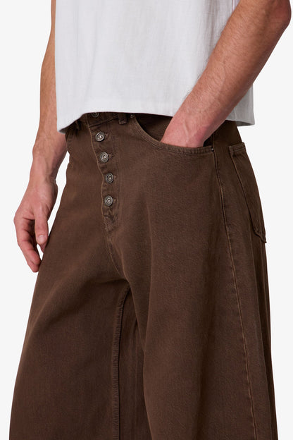 Exposed Shank Barrel Denim - Brown