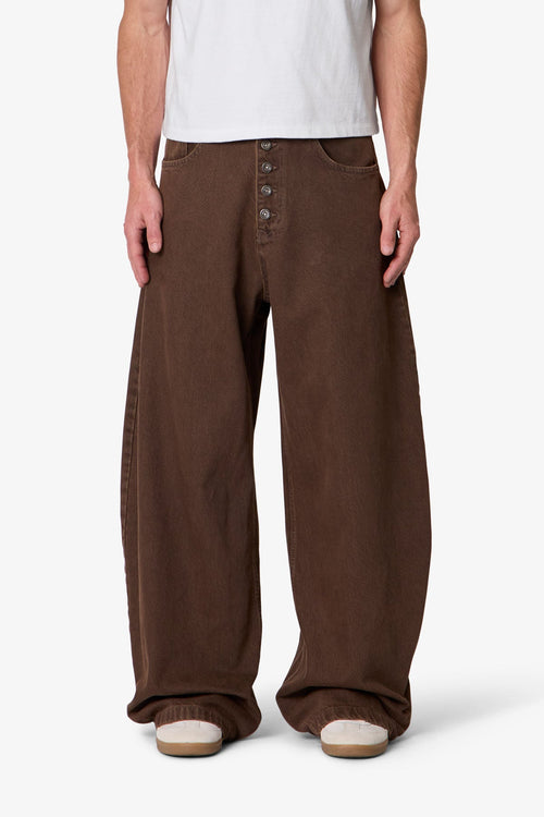 Exposed Shank Barrel Denim - Brown