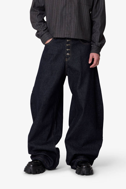 Exposed Shank Barrel Denim - Rinsed Indigo