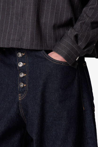 Exposed Shank Barrel Denim - Rinsed Indigo