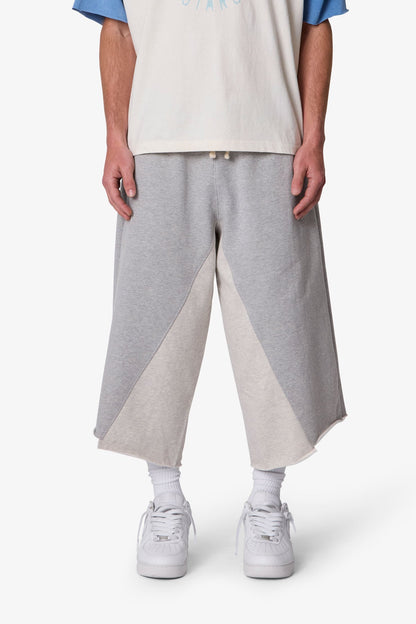 Extra Long Paneled Sweatshorts - Heather Grey