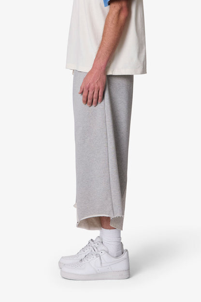 Extra Long Paneled Sweatshorts - Heather Grey