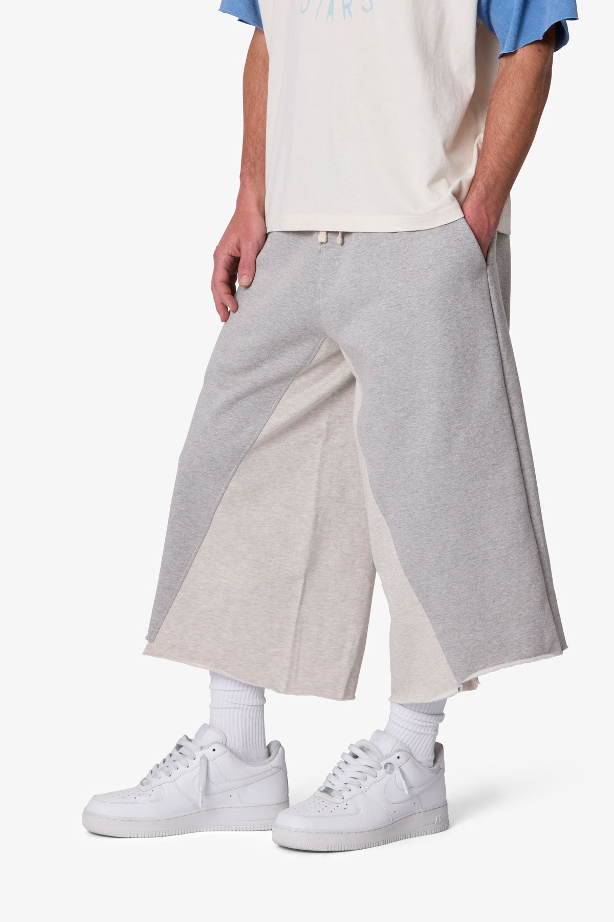 Extra Long Paneled Sweatshorts - Heather Grey