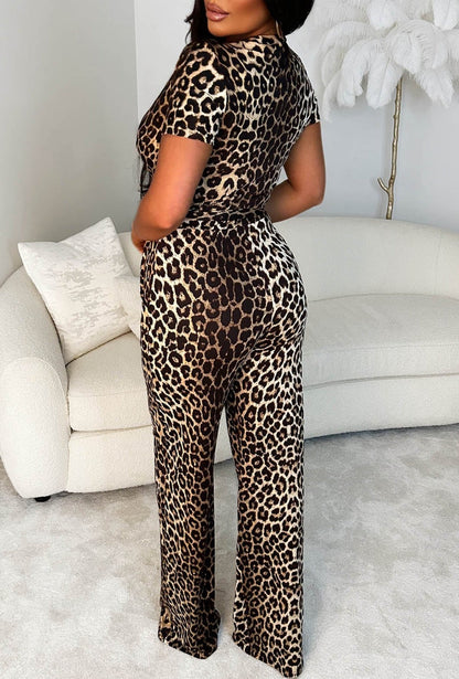 Into The Wild Brown Leopard Print Jumpsuit