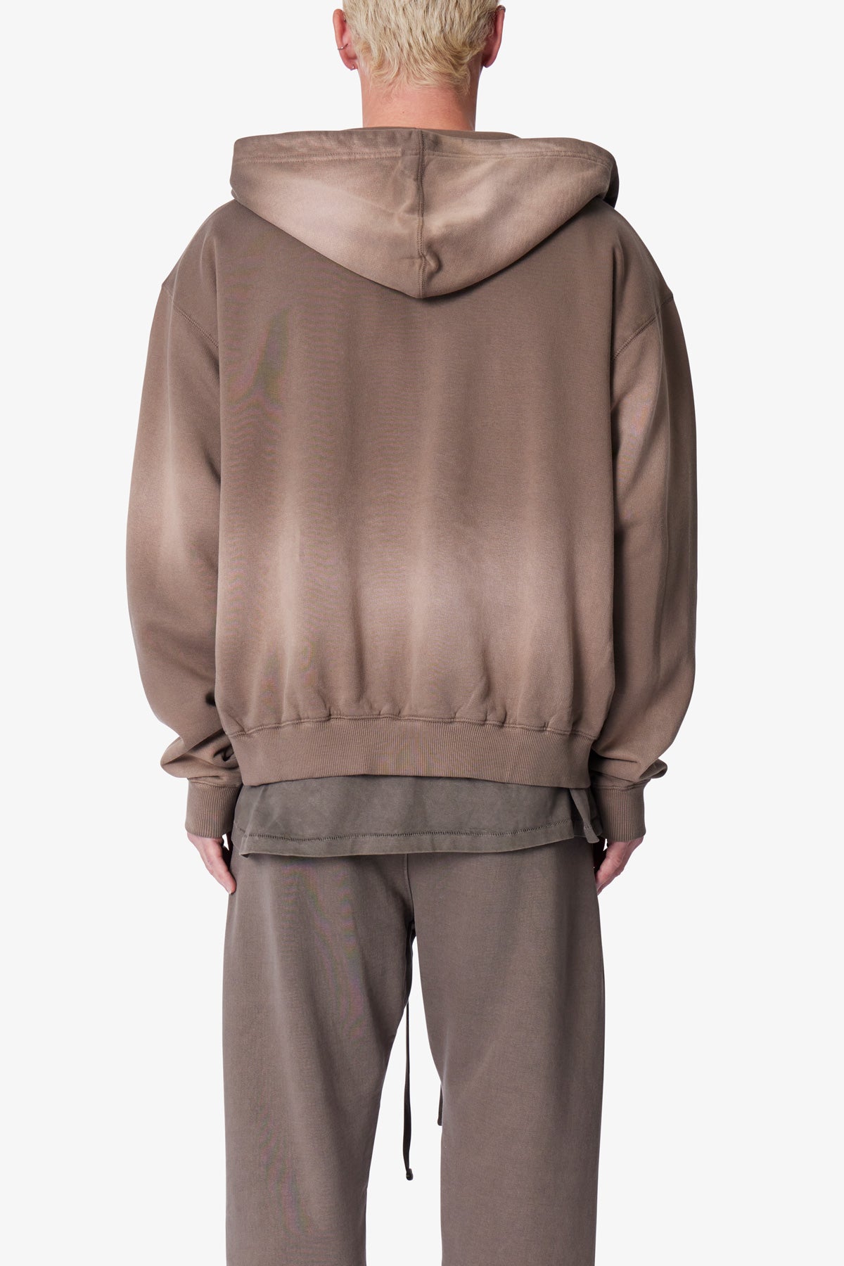Faded Basic Zip Up Hoodie - Dark Olive