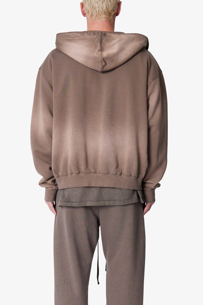 Faded Basic Zip Up Hoodie - Dark Olive