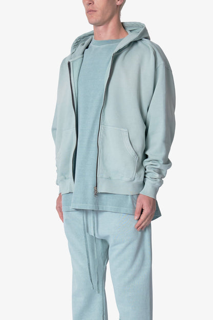 Faded Basic Zip Up Hoodie - Slate