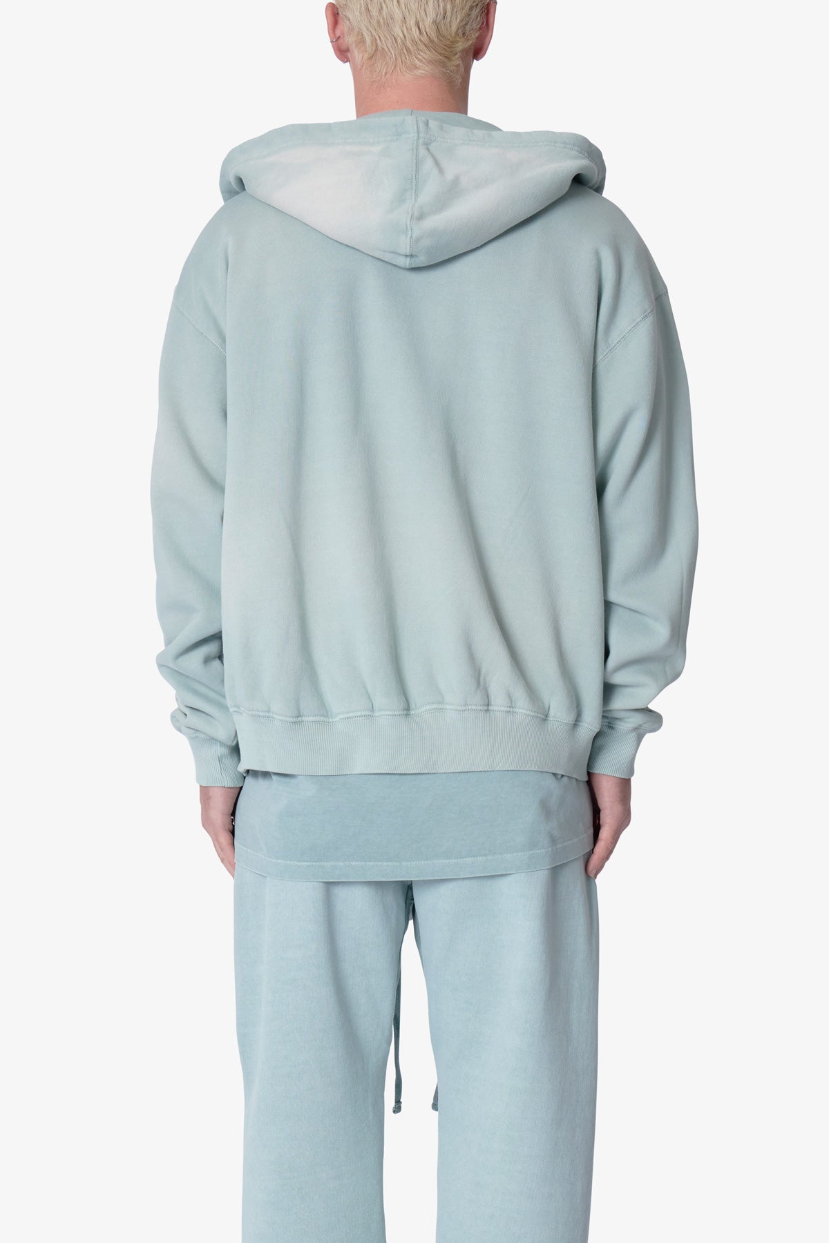 Faded Basic Zip Up Hoodie - Slate
