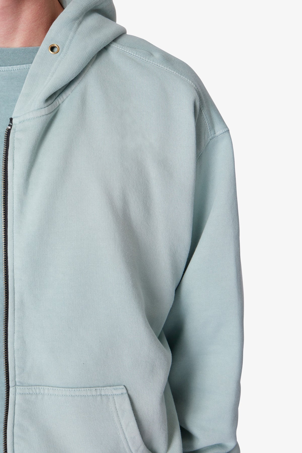 Faded Basic Zip Up Hoodie - Slate