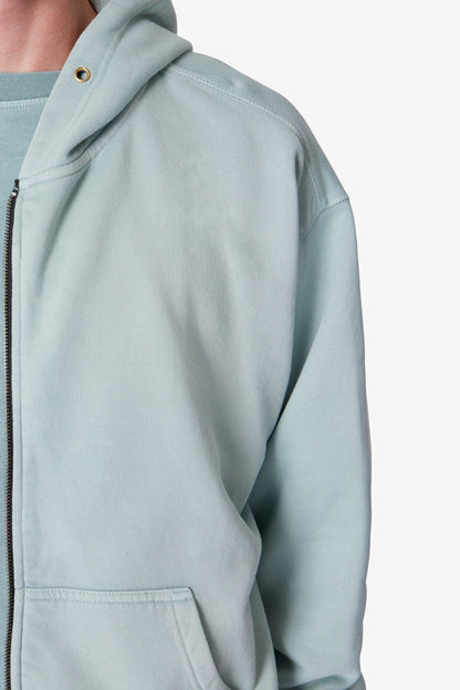 Faded Basic Zip Up Hoodie - Slate